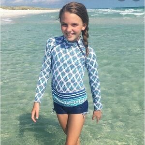 Cabana Life Crush Rashguard 50+ UPV Swimsuit Top sz 10